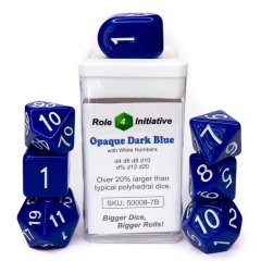 Set Of 7 Dice: Opaque Dark Blue W/ White Numbers